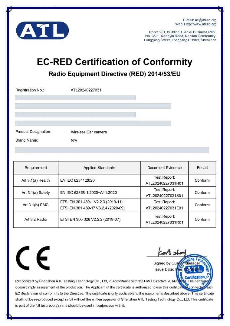 RED - wireless car camera (OEM project)