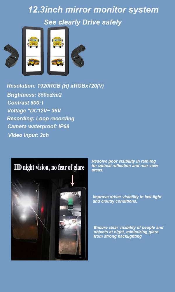12.3 inch HD Dual Screen Electronic Mirror System